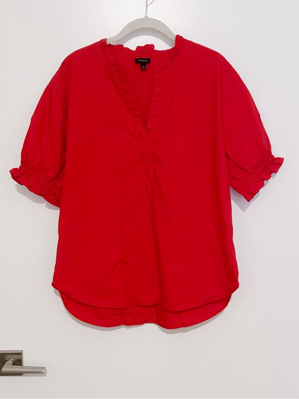Talbots Fresh Poplin Ruffle Popover - Picture 2 of 4
